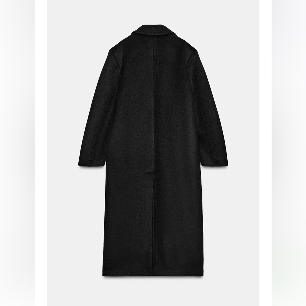 Zara Long wool blend Black Double-Breasted Coat - Picture 10 of 12